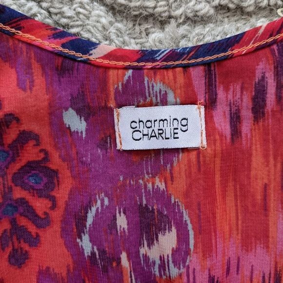 CHARMING CHARLIE maxi dress ikat multicolored watercolor pattern size M @i - Picture 6 of 14